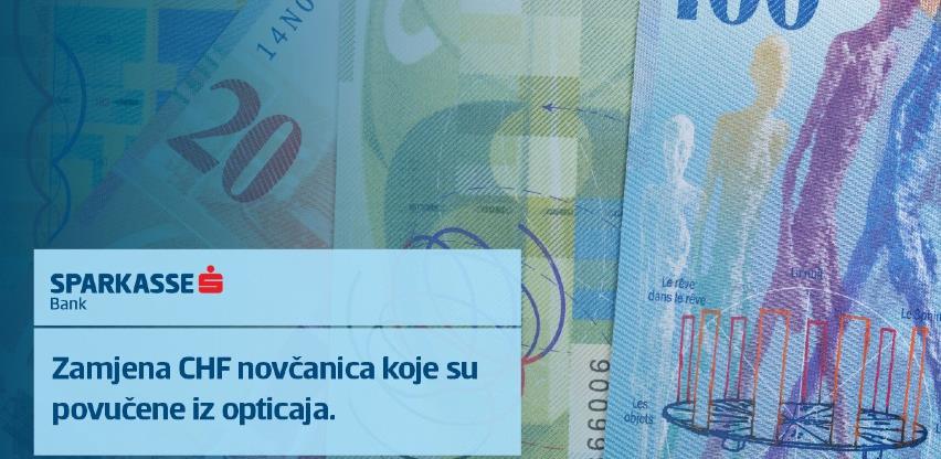 U Sparkasse Banci možete zamijeniti nevažeće novčanice švicarskog franka