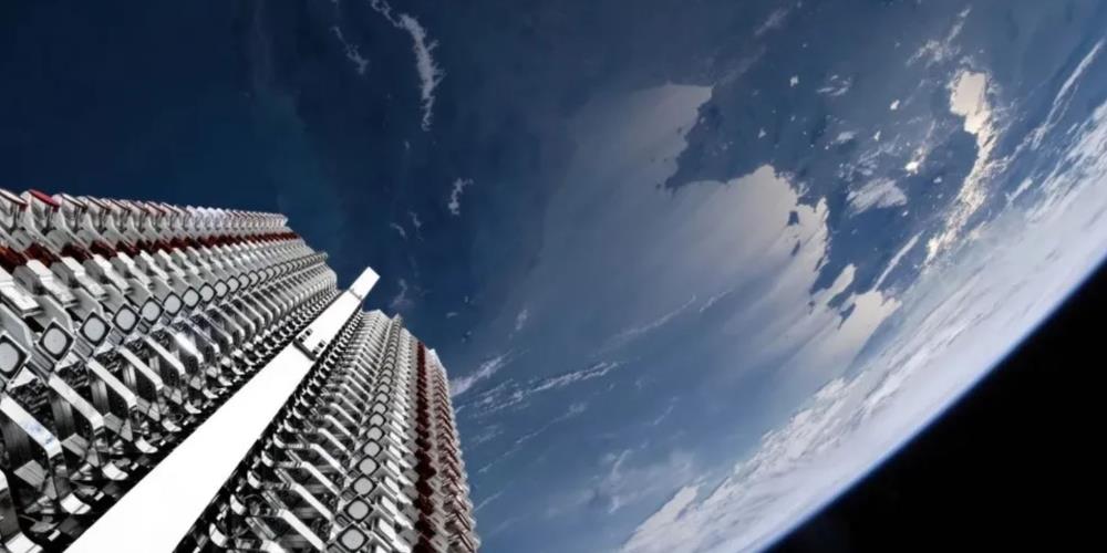 A batch of SpaceXs Starlink satellites in orbit before their deployment.