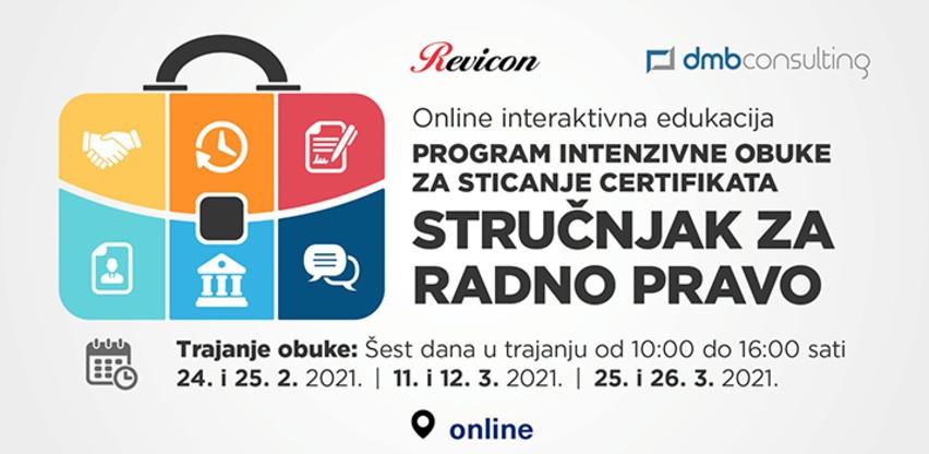 Program intenzivne obuke za sticanje certifikata - Stručnjak za radno pravo
