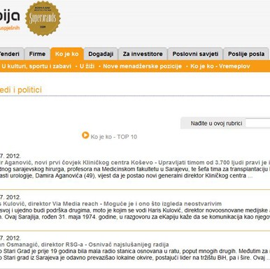 Portal eKapija okupio hiljadu ličnosti u rubrici 'Ko je ko' - Da li ste jedna od njih?
