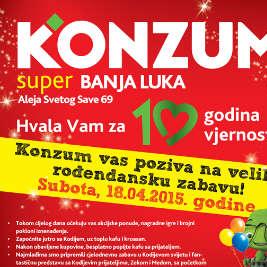 Konzum: Danas rođendanska zabava u Banjoj Luci