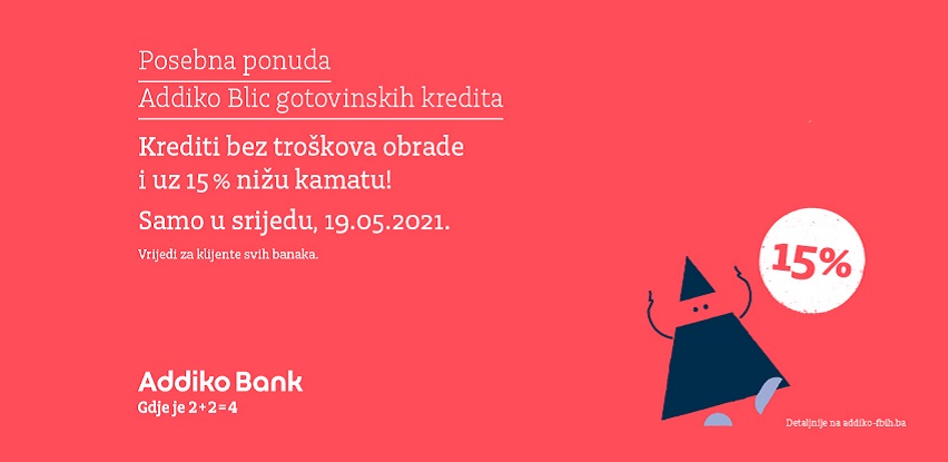 Ugovorite gotovinski kredit uz 15% nižu kamatu u Addiko Bank Sarajevo