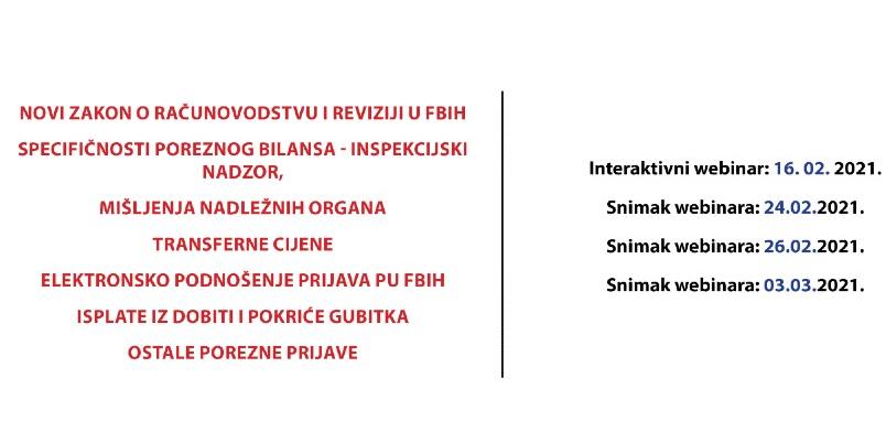 Webinar za računovođe o novom zakonu o računovodstvu i reviziji u FBiH